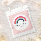 女子パーティーパーソナライズされたレインボーネームピンクブルー フェイバーバッグ (クリップ留めされた状態)