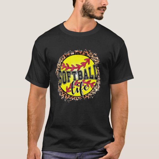 女子ヒョウ母の日ソフトボール人生2 Tシャツ (正面)