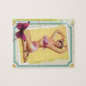 女子ビキニスクラップブックヴィンテージのピンアップスタイル ジグソーパズル (横)