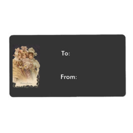 女子ビクトリアンブラックヴィンテージクリスマスプレゼントラベル ラベル