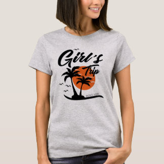 女子ビーチトリップ パームツリー サン Tシャツ