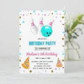 女子ピザ＆ボウリング誕生日パーティー招待状 招待状 (スタンド正面)