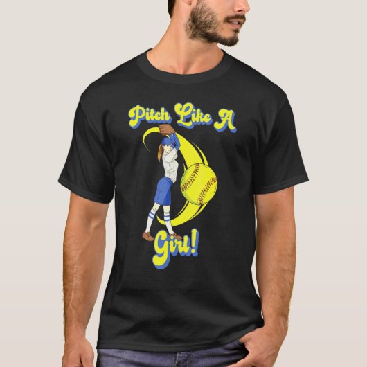 女子ピッチのソフトボール投手 Tシャツ (正面)