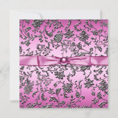 女子ピンクと黒の写真卒業 招待状 (裏面)