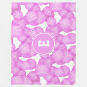 女子ピンクのソフトボールモノグラムの模様 フリースブランケット (正面)