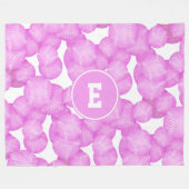 女子ピンクのソフトボールモノグラムの模様 フリースブランケット (正面(横))