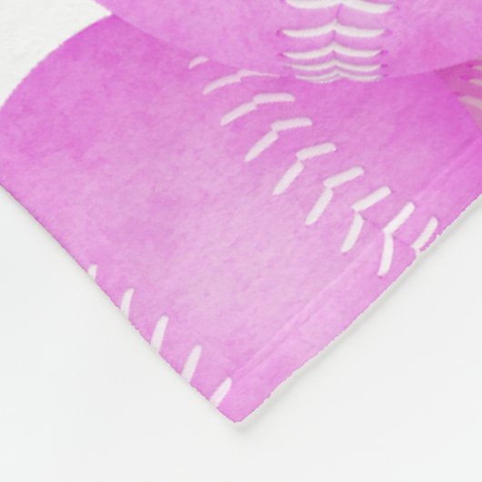 女子ピンクのソフトボールモノグラムの模様 フリースブランケット (角)