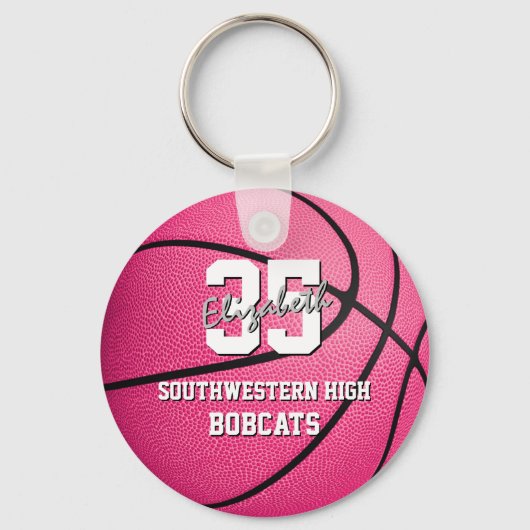 女子ピンクのバスケットボールチームのスポーツギフト キーホルダー (正面)