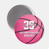 女子ピンクのバスケットボールチームのスポーツギフト マグネット (正面/裏面)