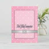 女子ピンクのファーストコミュニオン 招待状 (スタンド正面)