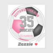 女子ピンクのブラックサッカーパーソナライズされた選手 シール (シート)