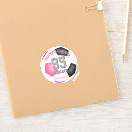 女子ピンクのブラックサッカーパーソナライズされた選手 シール