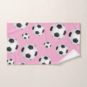 女子ピンクサッカーボールタオル バスタオルセット (ハンドタオル)