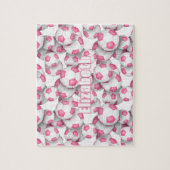 女子ピンクサッカー名前をカスタムする ジグソーパズル (縦)