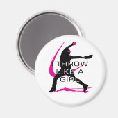 女子ピンクソフトボールみたいに投げる マグネット (正面/裏面)