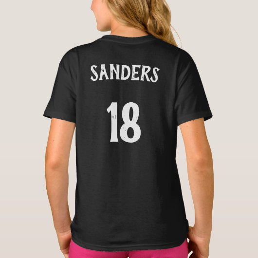 女子ピンクバスケットボールチーム、選手の名前と番号 Tシャツ (裏面)