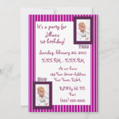 女子ピンクパープルスポーツ誕生日パーティーの招待 招待状 (裏面)