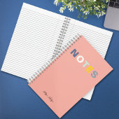 女子ピンクモノグラムのフルネーム注記 ノートブック