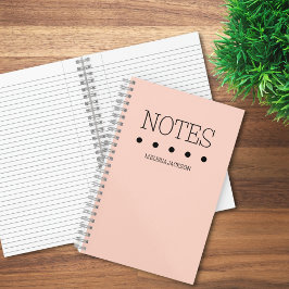 女子ピンクモノグラムのフルネーム注記 ノートブック