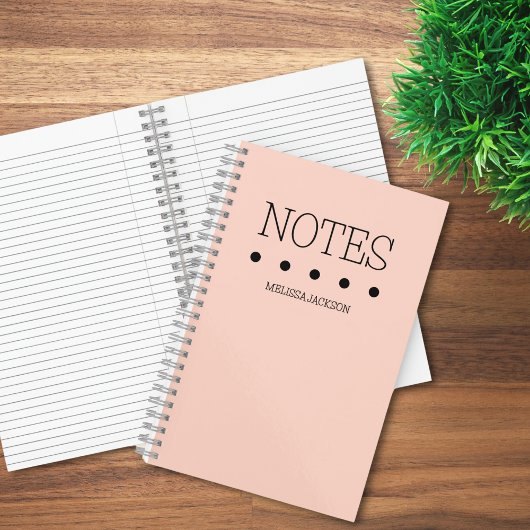 女子ピンクモノグラムのフルネーム注記 ノートブック
