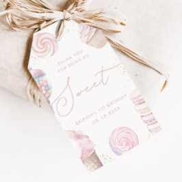 女子ピンク甘い一粒キャンディアイスクリームのお願い ギフトタグ