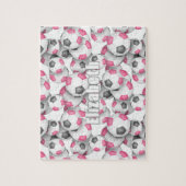 女子ピンク色のサッカーボールパターン ジグソーパズル (縦)