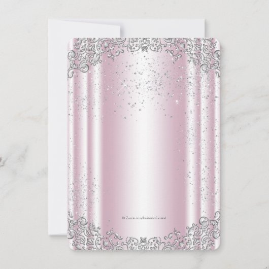 女子ピンク・クロス写真第1聖餐式 招待状 (裏面)