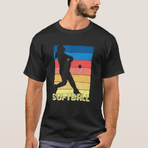女子ファストピッチプレーヤー70s 80sレトロスタイル女子 tシャツ