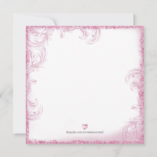 女子ファーストバースデーパーティーピンクエンジェル 招待状 (裏面)