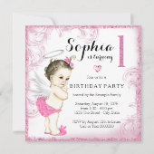 女子ファーストバースデーパーティーピンクエンジェル 招待状 (正面)