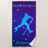 女子フィールドホッケーパーソナライズされた ビーチタオル (正面)