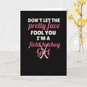 女子フィールドホッケープレーヤーのためのフィールドホッケーギフト カード (黄色い花)