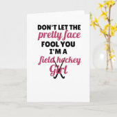 女子フィールドホッケー選手向けのフィールドホッケーギフト カード (黄色い花)