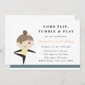 女子フリップタンブル&体操遊生誕生会パーティー 招待状 (正面/裏面)