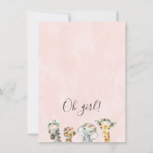 女子フローラサファリアニマルズベビーシャワー招待状 招待状 (裏面)