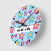 女子フローラ ラウンド壁時計 (傾斜)