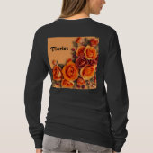 女子フローリスト長袖ブラックTシャツ Tシャツ (裏面)