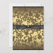 女子ブラックと金ゴールド写真卒業 招待状 (裏面)