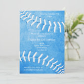 女子ブルーソフトボールの誕生日またはチームのパーティー 招待状 (スタンド正面)