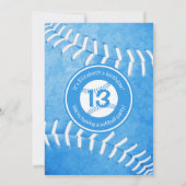 女子ブルーソフトボールの誕生日またはチームのパーティー 招待状 (裏面)