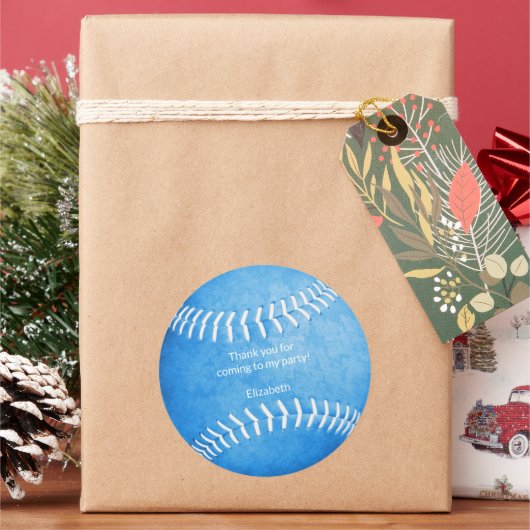 女子ブルーソフトボールスポーツパーティー感謝していユー ラウンドシール (クリスマス)