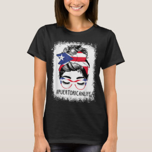 女子プエルトリカリライフMessy Bunヘアプエルトリ Tシャツ