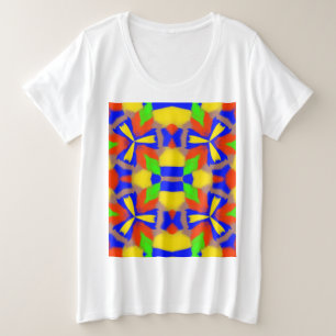 女子プラスサイズ基本抽象芸術T型 プラスサイズTシャツ