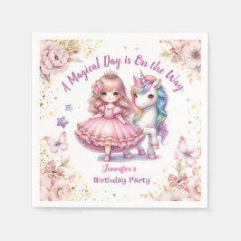 女子プリンセスユニコーン誕生日バースデーパーティー スタンダードカクテルナプキン