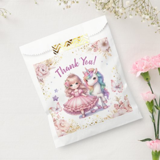 女子プリンセスユニコーン誕生日バースデーパーティー フェイバーバッグ (封をした状態)