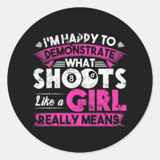 女子プールおもしろいでキュートなビリヤード女子 ラウンドシール