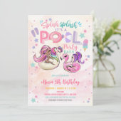 女子プールパーティー誕生日招待状 招待状 (スタンド正面)