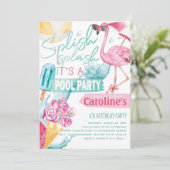 女子プールパーティー誕生日 招待状 (スタンド正面)