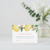 女子ベビーシャワー用レモンおむつラッフルチケット エンクロージャーカード (スタンド正面)