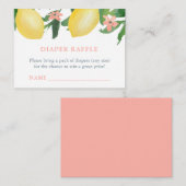 女子ベビーシャワー用レモンおむつラッフルチケット エンクロージャーカード (正面/裏面)